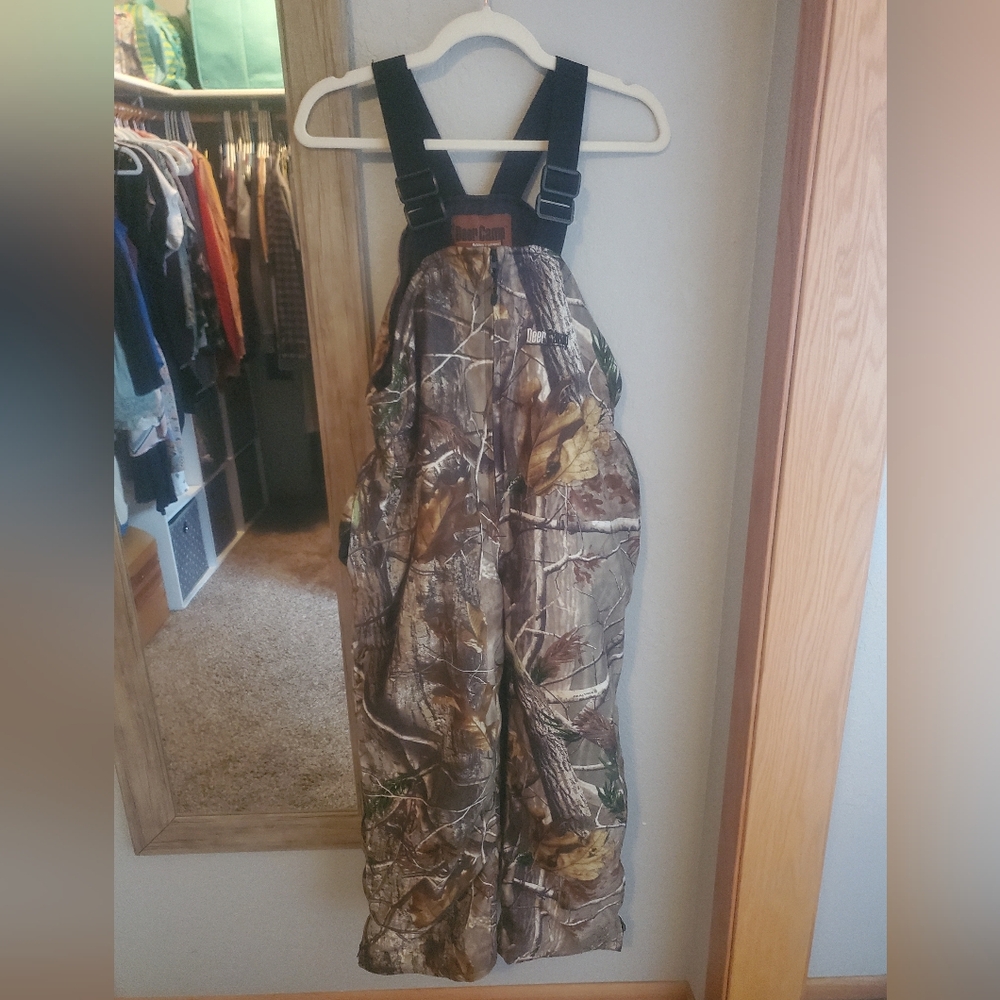 Deer Camp Camouflage Insulated Overalls Youth Large